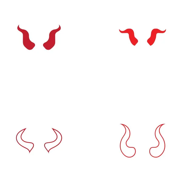 Set Van Devil Hoorn Logo Vector Pictogram Ontwerp Illustratie Template — Stockvector