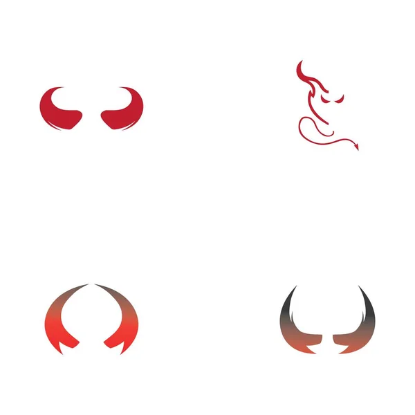 Conjunto Diablo Cuerno Logo Vector Icono Diseño Ilustración Plantilla — Vector de stock