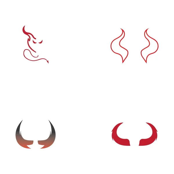 Conjunto Diablo Cuerno Logo Vector Icono Diseño Ilustración Plantilla — Vector de stock