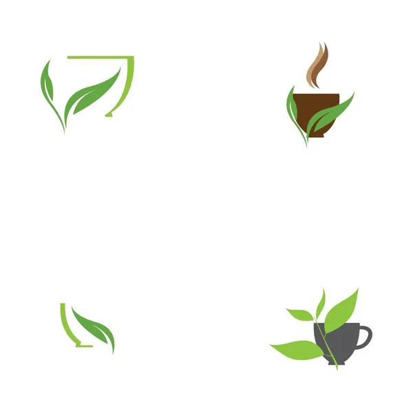 Набор Векторного Логотипа Зеленого Чая — стоковый вектор