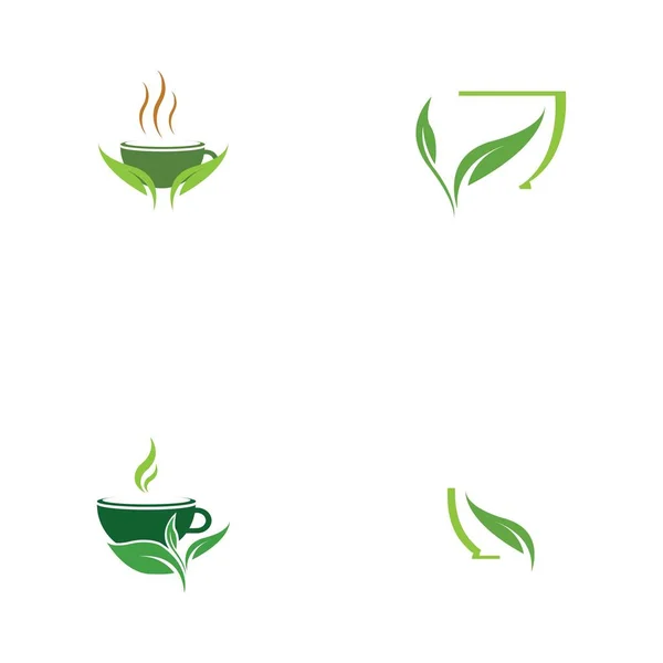 Набір Логотипів Зеленого Чаю Векторний Шаблон — стоковий вектор