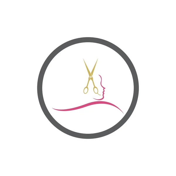 Piękno Fryzura Salon Logo Wektor Ilustracja Projekt — Wektor stockowy