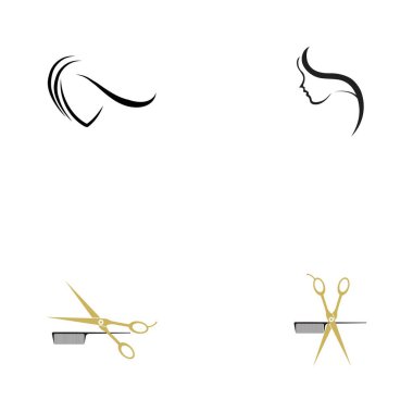 Güzellik kuaförü logo vektör çizimi seti