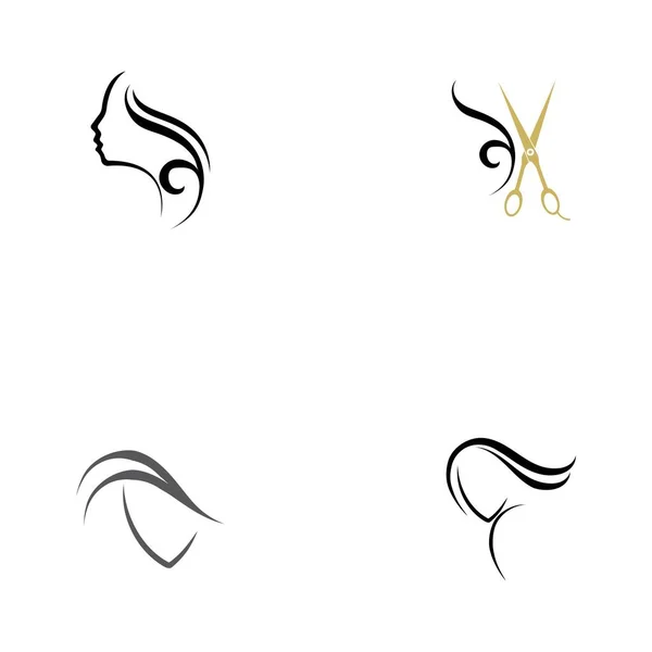Ensemble Salon Coiffure Beauté Logo Vectoriel Illustration Design — Image vectorielle