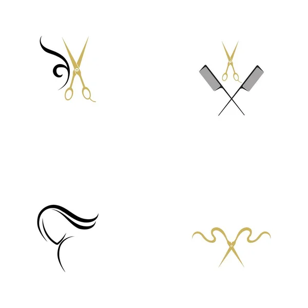 Ensemble Salon Coiffure Beauté Logo Vectoriel Illustration Design — Image vectorielle