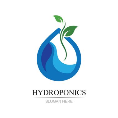 Hidroponik logo vektör çizim şablonu