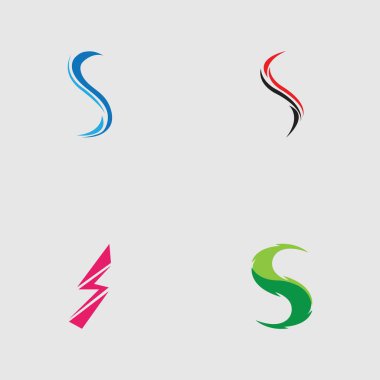 S harfi logosu gri arkaplan üzerinde Şablon vektör simgesi tasarımını ayarla