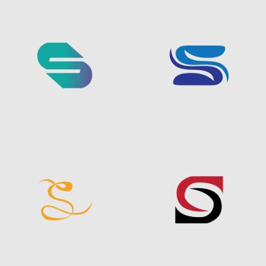 S harfi logosu gri arkaplan üzerinde Şablon vektör simgesi tasarımını ayarla