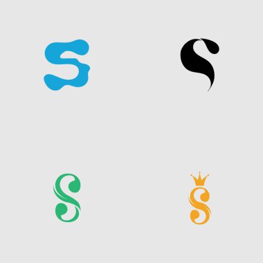 S harfi logosu gri arkaplan üzerinde Şablon vektör simgesi tasarımını ayarla