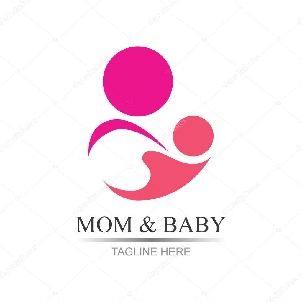 Mom and baby, Motherhood and Childbearing Logo Design Inspiration Vector