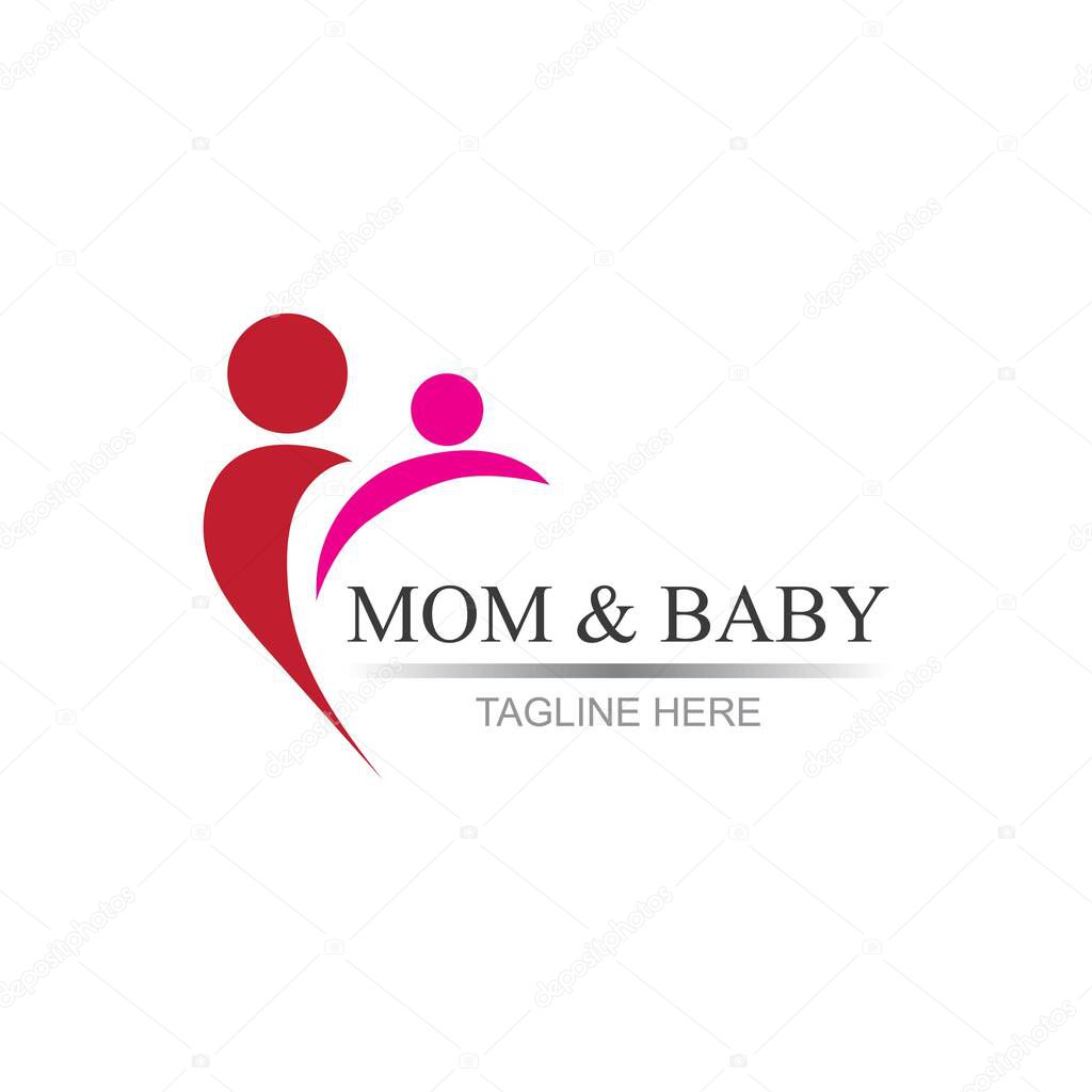 Mom and baby, Motherhood and Childbearing Logo Design Inspiration Vector