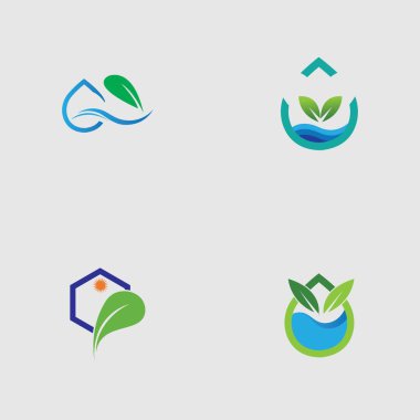 Gri arkaplanda hidroponik logo vektör tasarımı çizimi