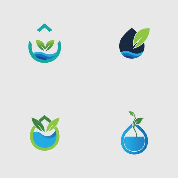 Conjunto Logotipos Hidropónicos Diseño Vectorial Ilustración Sobre Fondo Gris — Vector de stock