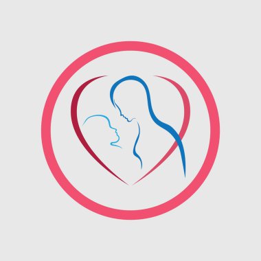 Basit anne ve bebek, Annelik ve Çocuk Doğuran Logo Tasarım Vektörü