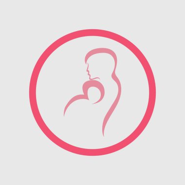 Basit anne ve bebek, Annelik ve Çocuk Doğuran Logo Tasarım Vektörü