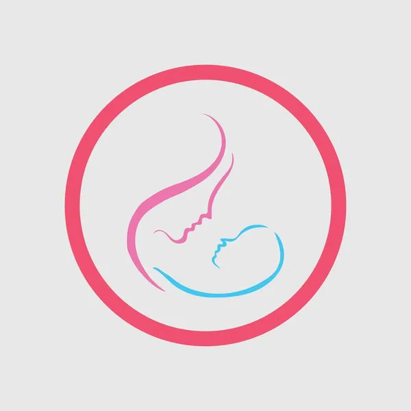 シンプルなママと赤ちゃん 母子ロゴデザインインスピレーションベクトル — ストックベクタ