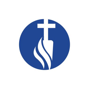 Hıristiyan mezarlığı vektör çizim şablonu logosu