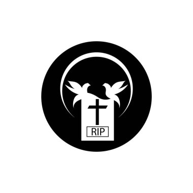Hıristiyan mezarlığı vektör çizim şablonu logosu