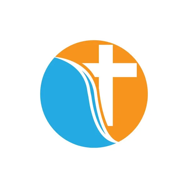 Hıristiyan Mezarlığı Vektör Çizim Şablonu Logosu — Stok Vektör