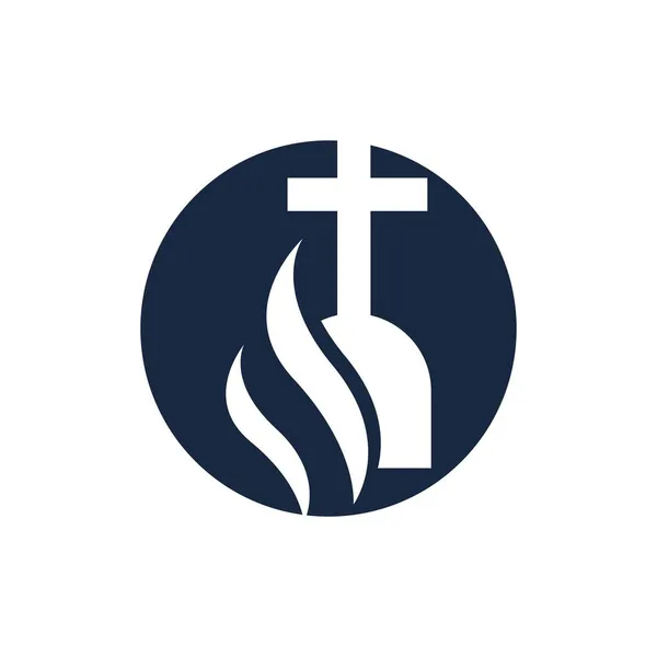 Hıristiyan Mezarlığı Vektör Çizim Şablonu Logosu — Stok Vektör