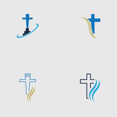 Hıristiyan mezarlığı logo çizim şablonu seti