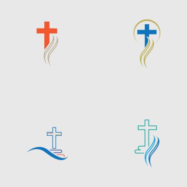 Hıristiyan mezarlığı logo çizim şablonu seti