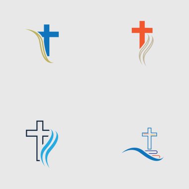 Hıristiyan mezarlığı logo çizim şablonu seti