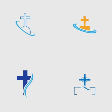 Hıristiyan mezarlığı logo çizim şablonu seti
