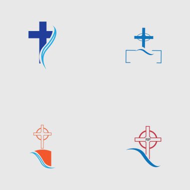 Hıristiyan mezarlığı logo çizim şablonu seti