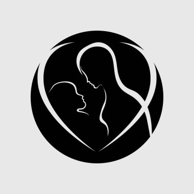 anne ve bebek logosu çizim şablonu