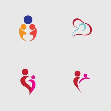 Anne ve bebek seti, Annelik ve Çocuk Doğuran Logo Tasarım Vektörü