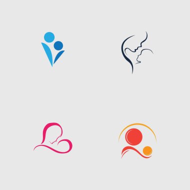 Anne ve bebek seti, Annelik ve Çocuk Doğuran Logo Tasarım Vektörü