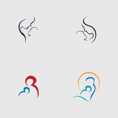 Anne ve bebek seti, Annelik ve Çocuk Doğuran Logo Tasarım Vektörü