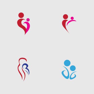 Anne ve bebek seti, Annelik ve Çocuk Doğuran Logo Tasarım Vektörü