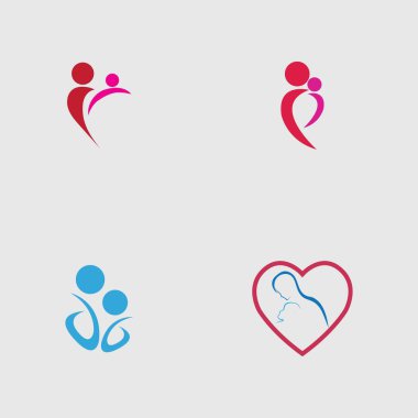 Anne ve bebek seti, Annelik ve Çocuk Doğuran Logo Tasarım Vektörü