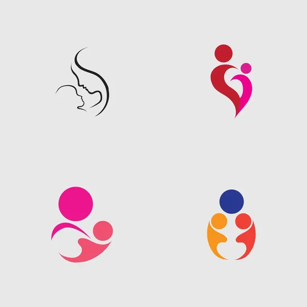 Set Van Mama Baby Moederschap Vruchtbare Logo Design Inspiratie Vector — Stockvector