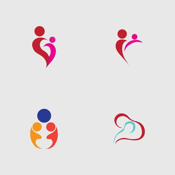 Anne Bebek Seti Annelik Çocuk Doğuran Logo Tasarım Vektörü — Stok Vektör