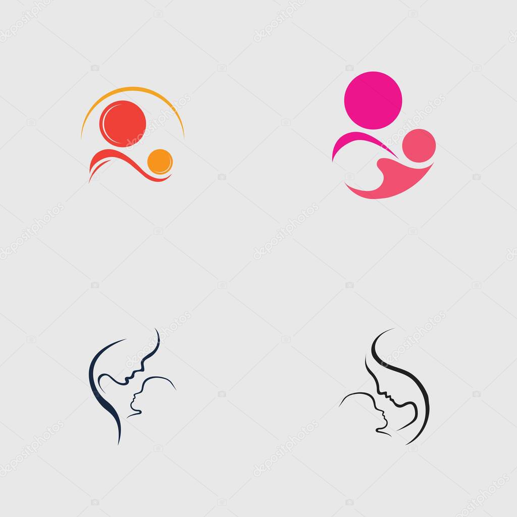 Set of  Mom and baby, Motherhood and Childbearing Logo Design Inspiration Vector