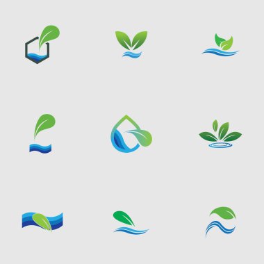 Hidrofonik logo vektör çizim şablonunu gri arkaplan üzerine ayarladı