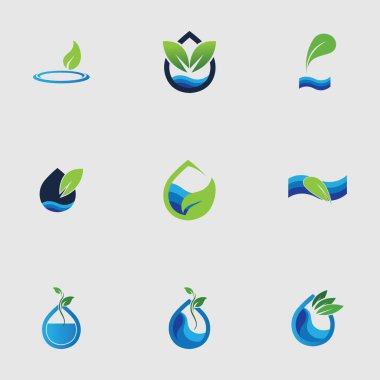 Hidrofonik logo vektör çizim şablonunu gri arkaplan üzerine ayarladı