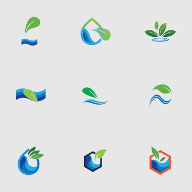 Hidrofonik logo vektör çizim şablonunu gri arkaplan üzerine ayarladı