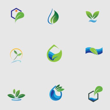 Hidrofonik logo vektör çizim şablonunu gri arkaplan üzerine ayarladı