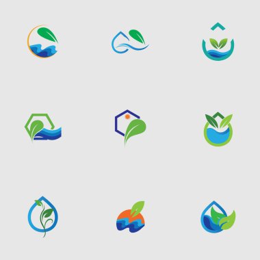 Hidrofonik logo vektör çizim şablonunu gri arkaplan üzerine ayarladı