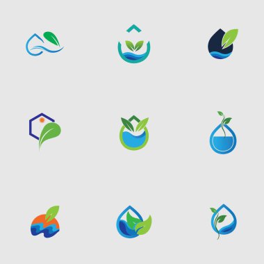 Hidrofonik logo vektör çizim şablonunu gri arkaplan üzerine ayarladı