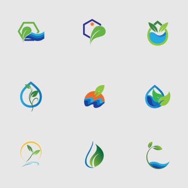 Hidrofonik logo vektör çizim şablonunu gri arkaplan üzerine ayarladı