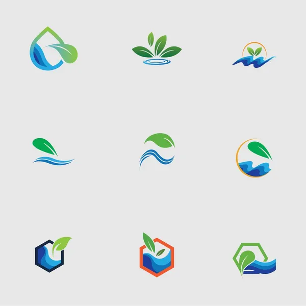 Idroponica Impostare Logo Vettoriale Illustrazione Modello Progettazione Sfondo Grigio — Vettoriale Stock
