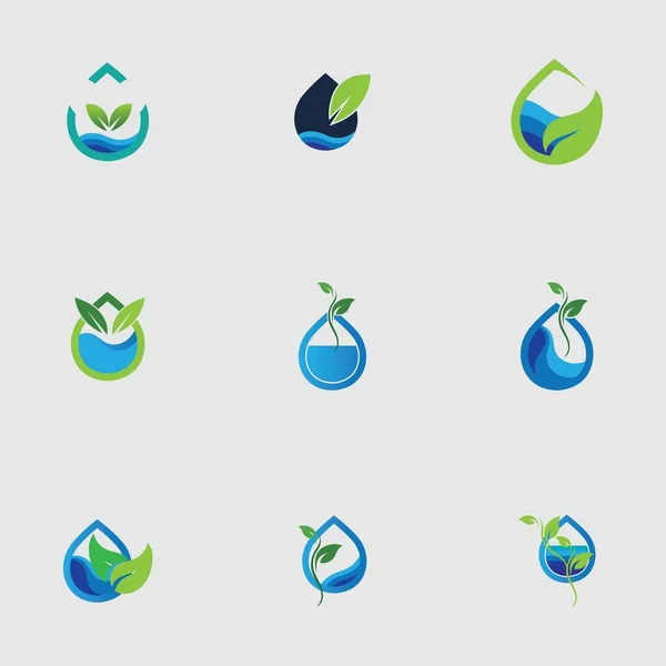 Гидропоника Установить Логотип Векторной Иллюстрации Шаблон Дизайна Сером Фоне — стоковый вектор