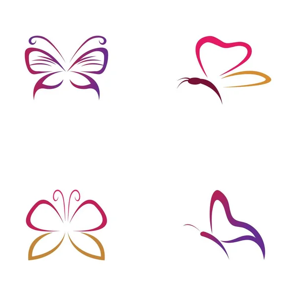 Ensemble Logo Papillon Icône Vectorielle Design — Image vectorielle