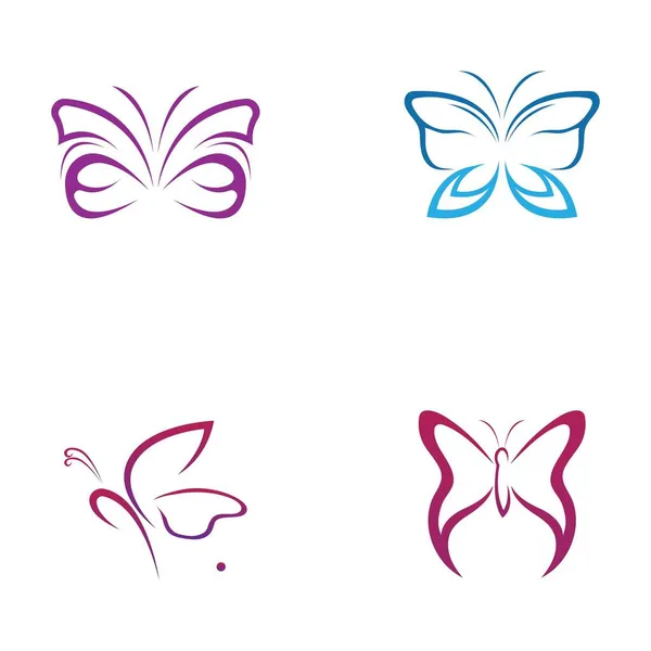 Set Butterfly Logo Vector Icon Design — Stock Vector