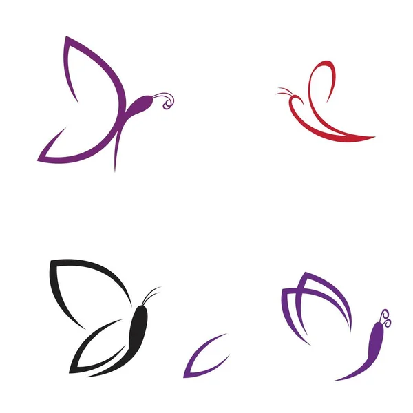 Set Von Schmetterling Logo Vector Icon Design — Stockvektor